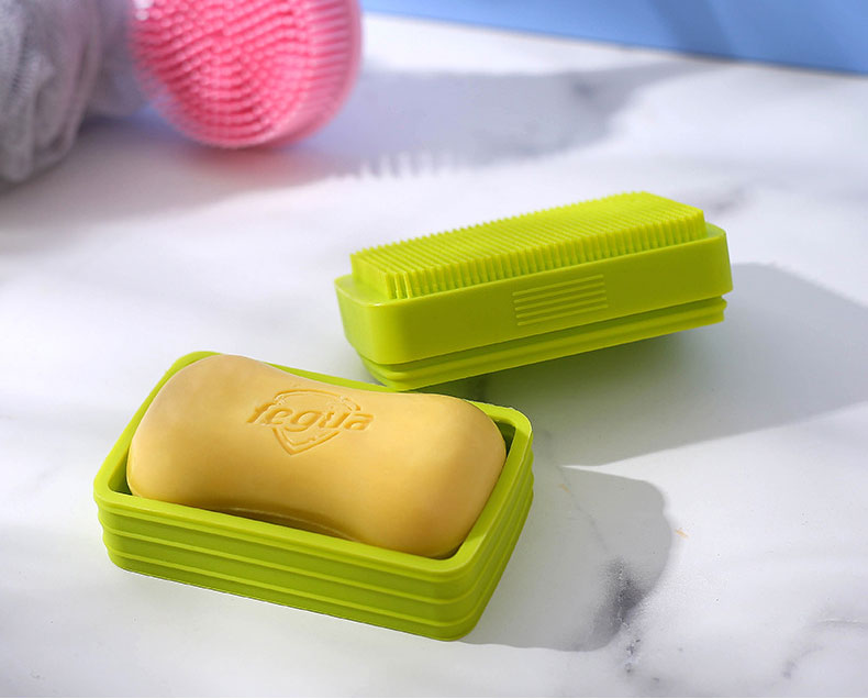 硅膠帶蓋肥皂盒創意搓澡刷